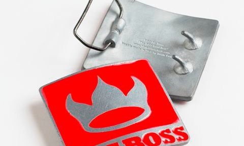 Custom belt buckle with a double hook feature and custom backstamp, made for the PitBoss BBQ Kit.